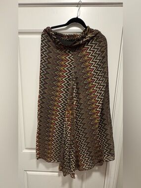 Zigzag Pattern Wide Leg Boho Pants - Multicolor Chevron